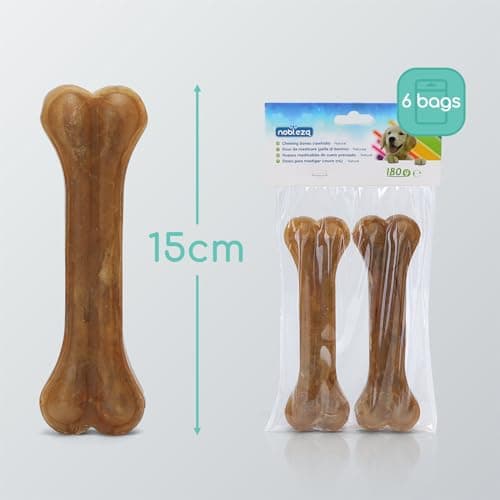 Nobleza - Rawhide Dog Chew Medium 15CM * Pack de 12, Cuir Brut Naturel à mâcher pour Chien, os pressés en Cuir Brut pour Chiot, os de Jointure Chien Moyen, Renforcement pour Les Dents