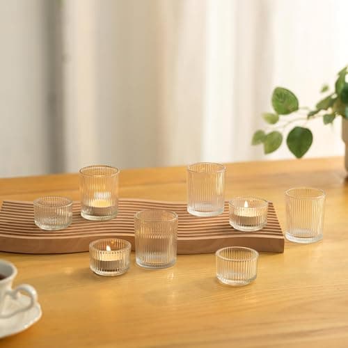 Romadedi Photophore Bougeoir Bougie Verre:Lot de 24 Transparent Bougeoirs Support pour Bougies Chauffe-Plat pour Décoration Centre De Table Mariage Fête Dîner Salon Maison Deco