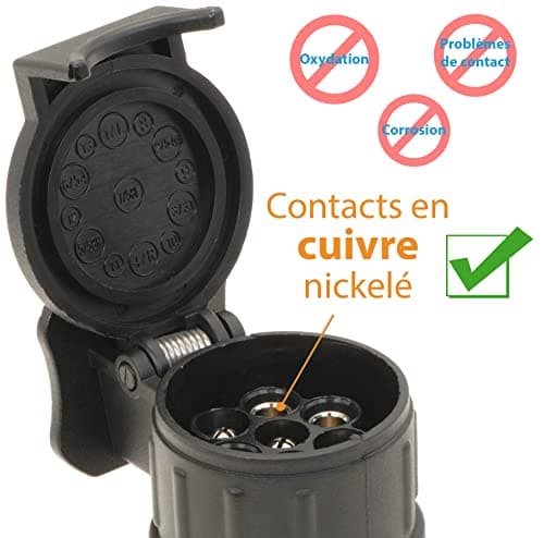 valonic Adaptateur de remorque de 13 Broches vers 7 Broches - Noir - pour Voiture, remorque, attelage, Caravane