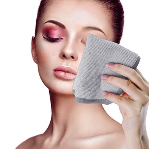 Polyte - 6 serviettes démaquillantes/pour le visage - en microfibres - hypoallergénique/sans produits chimiques - gris - 20 x 20 cm
