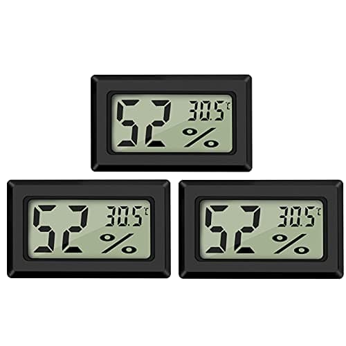 Thlevel Mini Digital LCD Thermomètre Hygromètre Température Humidité -50~70°C 20%~90% RH Thermomètre Portable Thermo Hygromètre Indicateur pour Bureau Cuisine Humidors Incubateurs Reptiles (3 PCS - A)