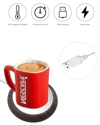 MYMULIKE Chauffe-Tasses à café,Chauffe-Tasses de Bureau avec USB Chauffe-Boissons Chauffe-Tasses à thé Chauffe-Bureau Plaque chauffante pour thé, Eau, Lait pour Bureau, Maison, Bureau