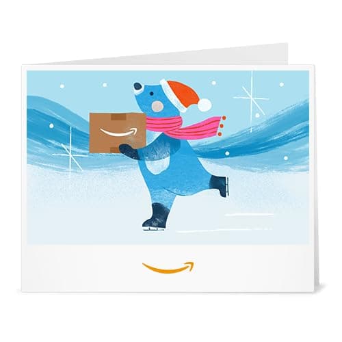 Carte cadeau Amazon.fr - Imprimer - Ours patin à glace Noël