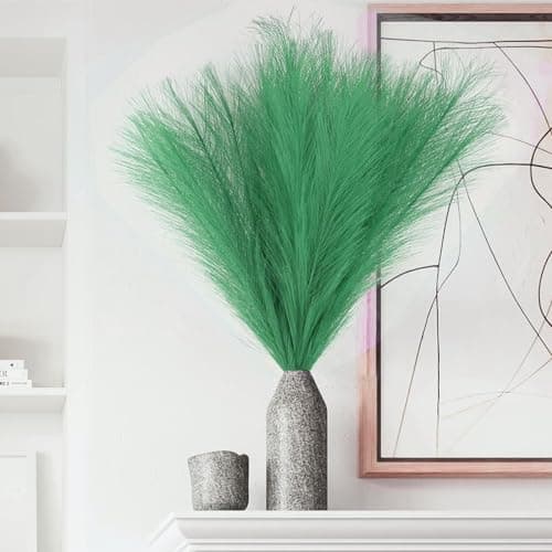 VIDSTW 30 Pièces Herbe de la Pampa Vert Pampa Artificielle de Moelleux Pampas Fleur Sechees Decoration Boheme Pampa Fleur Sechees Naturel Décoration Fleur Sechees pour Mariage Maison