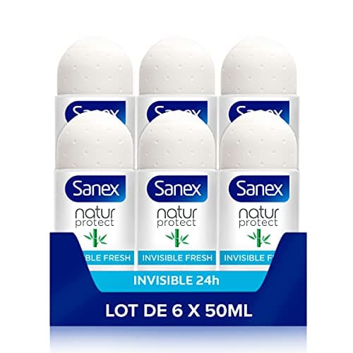 SANEX - Déodorant Respectueux de la peau - Naturel Natur Protect Invisible & Fresh Bambou Bille - Homme et Femme - Lot de 6 Unités de 50 Ml