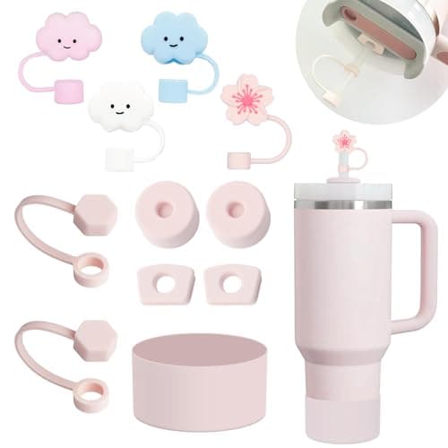 Frundoo Stanley Cup Accessoires Set Comprend 7 Couvercles en Paille en Silicone, 2 Bouchons de Paille, 2 Bouchons Ronds, 1 Couvercle en Silicone pour Tasses Stanley 1,2 l et 850 ml (Tasse Non Incluse)