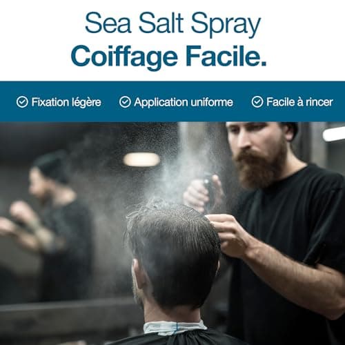 Sapiens Barbershop Sea Salt Spray x2 - Spray Eau de Mer Cheveux Bio - Eau Coiffante Enrichie en Kératine - Spray Sel de Mer Cheveux Fabriqué en France - Spray Coiffant Homme Parfum Frais Marin