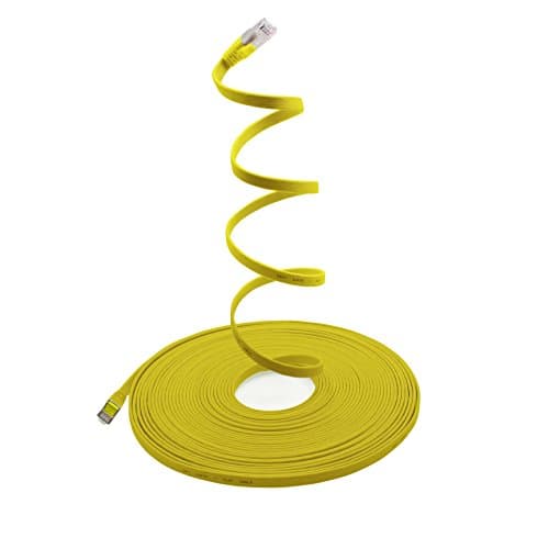 1m - jaune - 5 pièces Câble ruban LAN Ethernet Gigabit CAT.7 (RJ45) câble réseau câble brut (10Gbit/s) câble d'installation plat mince compatible avec Cat.5 - Cat.5e - Cat.6