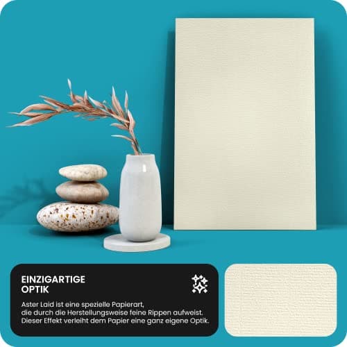 Netuno 50x papier ivoire nervuré A4 297x210mm 120g Aster Laid Ivory papier décoratif de haute qualité papier à nervures papier texturé papier structuré pour baptême mariage lettres cartes de vœux