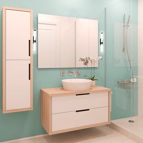 B.K.Licht - Lampe à miroir à LED pour la salle de bain avec couleur de lumière blanc neutre, lampe pour la salle de bain protégée contre les éclaboussures IP44, luminaire murale à LED, 7W, 40 cm, noir