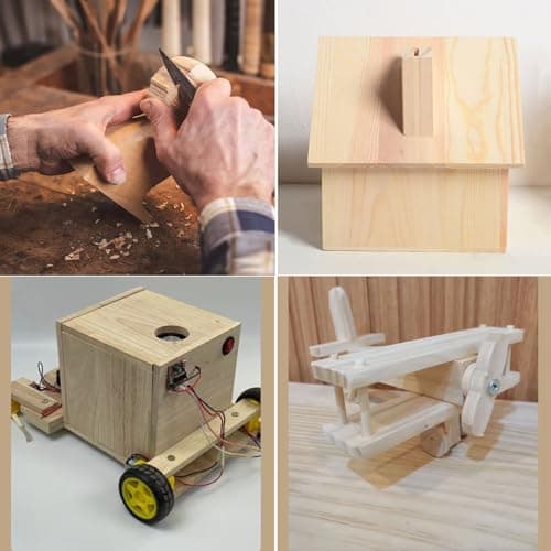 Lot de 4 blocs de bois brut pour travaux manuels, 20 x 15 x 2,5 cm, planches de bois rectangulaires vierges pour sculpture, peinture et gravure sur bois