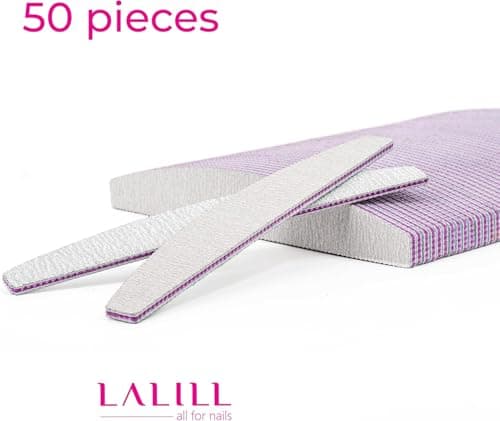 LALILL Lime à Ongles 50 Pcs. 100/180 Grain, Demi-Lune Zebra - Limes à ongles pour Gel - Modelage D'ongles Hybride, Acrylique, Polish Gel - Bilatéral, Jetable - Manucure, Buffer, Bloc, Professionnel