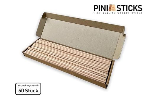 Lot de 50 bâtonnets ronds en bois de hêtre - 6 mm x 40 cm - Pour le travail du bois, la décoration, l'artisanat