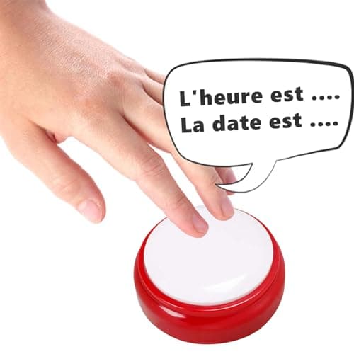 MAUJOY Horloge Parlante,Voix Française Claire Plus Facile à Comprendre- avec Réveil Alarme sonore pour Alzheimer, Malvoyants, Aveugles ou Personnes Agées (Red+White)