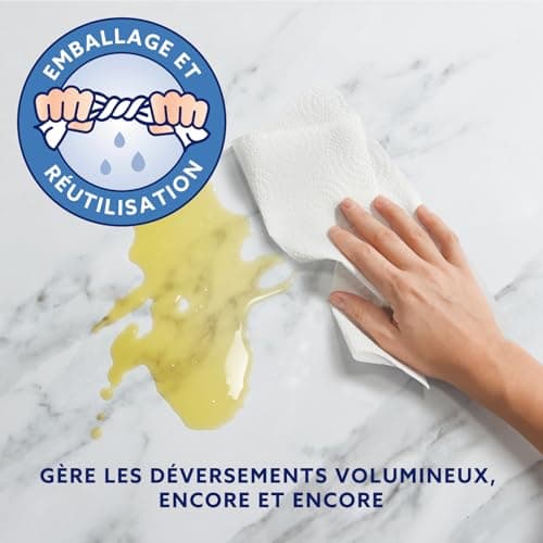 by Amazon Essuie-tout ULTRA, Extra Absorbant, 4 Rouleaux (1 Paquet de 4), 45 Feuilles par Rouleau, Essore et Réutilise, Certifié FSC