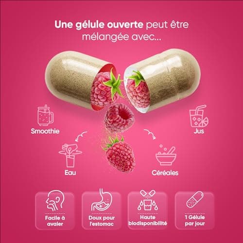 Cétone de Framboise Pure 1200mg - 180 Gélules Vegan (6 Mois) - Avec Extrait de Framboise Pure & Puissante - Idéal Pour Régime Keto Gélules - Source Riche En Cétones Exogènes - Bien-Être Global