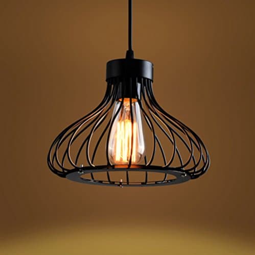 Chrasy E27 Industriel Vintage Métal Suspensions Cage Noir Retro Plafonnier Luminaire Vintage Plafond Plafonnier Lumiere Lampe Pendentif Lumiere Cage Antique Suspensions Luminaire