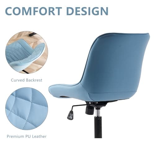 YOUNIKE Chaise Bureau, Fauteuil de Bureau Ergonomique en Cuir PU, Chaise Pivotante Réglable en Hauteur, Chaise Gaming Capacité jusqu'à 136 kg, Chaise de Bureau avec Dossier et roulettes, Bleu