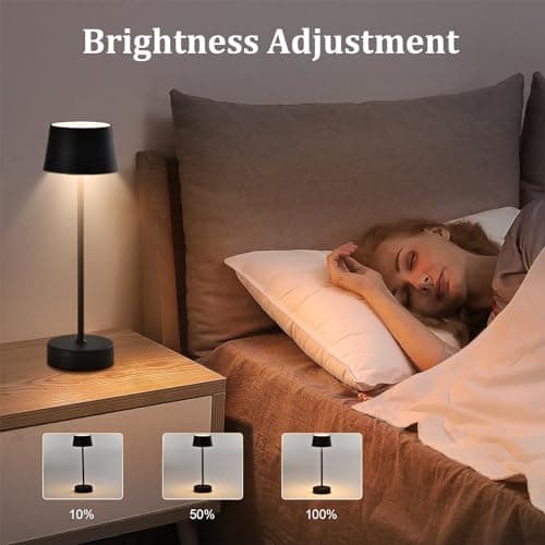 LQWELL® Lampe De Table LED Sans Fil Avec Batterie Tactile, Type C, Lampe De Chevet Rechargeable Par USB, IntensitÉ Lumineuse RÉGlable Pour Salon, Chambre À Coucher, Dîner, Hôtel, Restaurant