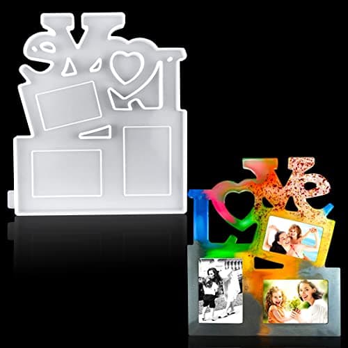 Voyyphixa DIY Moulle Resine Epoxy Cadre Photo Moule Silicone Rectangle Cadres Photo Love Moule de Coulée pour Saint Valentin, Cadeau d'amour De La Fête des Mères (Rectangle Photo Frame)