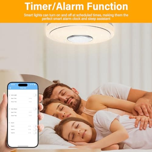 OGVDOE 48W Plafonnier Rond LED Dimmable Changement de Couleur RGB Lampe de Plafond Ø30CM Éclairage de Plafond LED avec Haut-parleur Bluetooth Télécommande et App Contrôle pour Chambre Salon