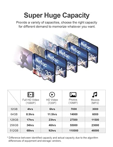 Netac 256 Go SDXC Carte Mémoire Micro SD pour Switch, Appareil Photo, Smartphone, PS Vita, PS4 Pro, Go Pro (UHS-1 A1 V30 U3 C10 4K UHD)