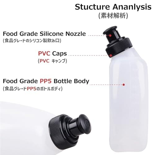 Azarxis Gourde Running 170ml 250ml 280ml Bidon Flasque Bouteille d'eau Flacon Hydratation pour Sac à Dos Ceinture Marathon (280ml - 2 Pièces)