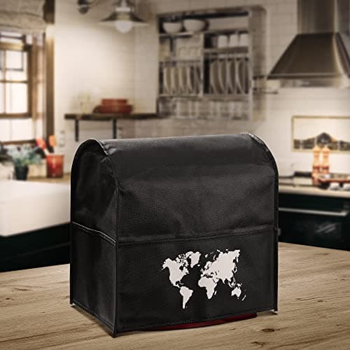 kwmobile Housse Compatible avec KitchenAid 4,3-4,8 Litre - Housse de Protection 35,5 x 35,5 x 22,5 cm avec 3 Poches pour Robot de Cuisine - Blanc-Noir