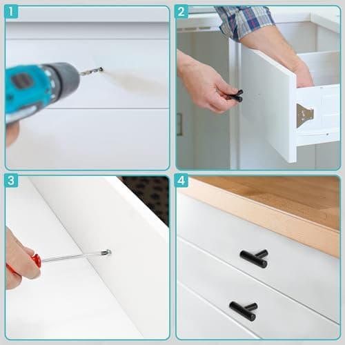 BELLE VOUS (Lot de 20 Poignée Meuble de Cuisine - Bouton De Meuble en T de 50 mm en Acier Inoxydable Noir - Bouton de Porte, Tiroirs, Armoires, Meubles, Chambre à Coucher, Penderies & Meubles