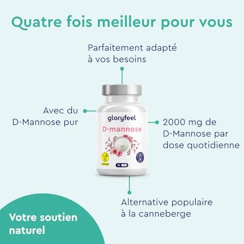 D-Mannose Pur 2000mg par Dose Quotidienne, 100% Végétalien et Naturel, Hautement Biodisponible, 90 Capsules, Sans Arômes ni Additifs, Testé en Laboratoire