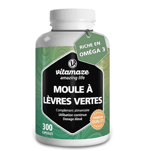 Moule Verte de Nouvelle Zélande 1500 mg - Omega 3 et Glycosaminoglycanes - 300 Gélules Poudre de Moules à Lèvres Vertes - Complément Alimentair pour Cartilage et Articulations