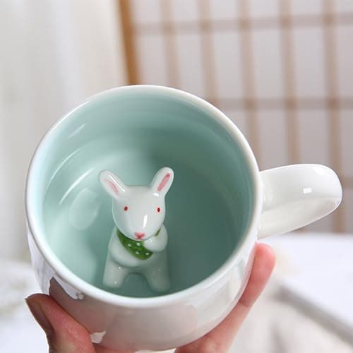 Arawat Tazza Coniglio 3d Tazza Coniglio Regalo Divertente Animale Tazza Di Caffè In Ceramica 350 Ml Tazza Di Tè Tazza Di Caffè Dolce Tè Carino Regalo Di Compleanno Per Fidanzato Fidanzata Zia Nonna