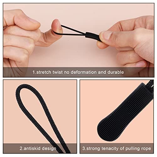 KINBOM 30 pièces Tirette de Remplacement, Tirette Fermeture Eclair Charme de Tirette Tirette Fermeture Eclair Remplacement pour Pantalon Veste Bagages Bottes (Noir)