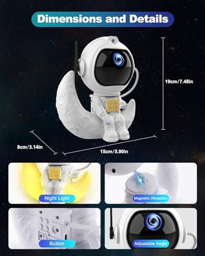 Kaishengyuan Astronaute Projecteur Galaxie,Projecteur Ciel Etoile Lampe Astronaute avec Nébuleuse et Télécommande,Veilleuse Etoile de Angle Réglable pour Chambre Plafond Enfants Adultes (K960)
