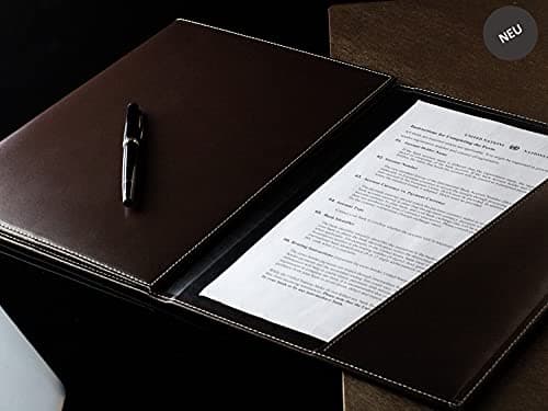 DELMON VARONE - Porte-documents avec 3 compartiments personnalisable DIN A4 en cuir - Organisateur Dossier pour les documents, contrats, certificats et actes - Classeur pour le rangement des documents
