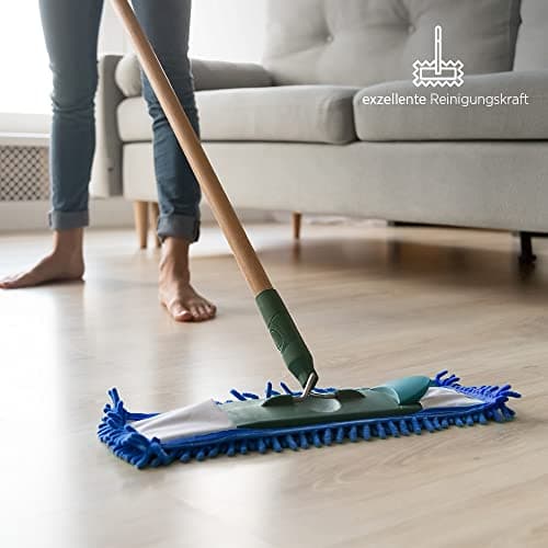BiOHY Lot de 3 serpillères 40 cm | serpillière chenille | serpillière microfibre bleu (lot de 3) | Idéal pour le nettoyage des surfaces délicates et lisses.