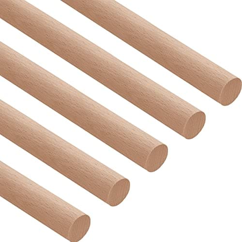 Gedotec Baguette Ronde en Hêtre Lisse | 6 x 1000 mm | 5 Pièces | Baguettes en bois de hêtre pour le bricolage | Baguette ronde en bois massif | Baguettes de bricolage pour les bâtons de construction