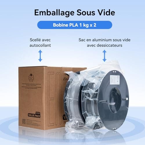 Creality Ender-PLA Filament Value Pack (Blanc+Noir), 2KG Bobine Filament PLA 1.75mm Résistant pour Imprimante 3D, Neatly Wound Impression Fluide, Non Colmatage et Déformation