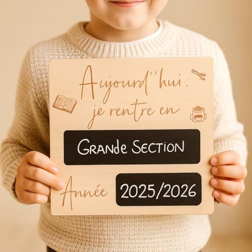 Pancarte/Panneau de rentrée scolaire personnalisée – en Bois et Ardoise pour immortaliser le premier jour d'école – Photo souvenir maternelle et primaire