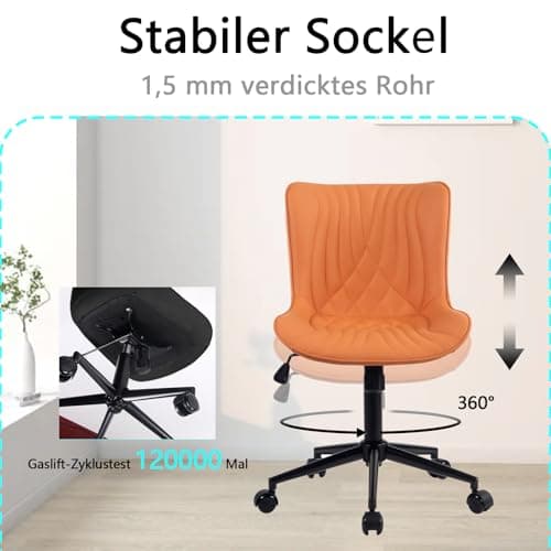 YOUTASTE Chaise de Bureau, Fauteuil Ergonomique avec Cuir PU, Chaise Pivotante avec roulettes & Dossier, Réglable en Hauteur et Fonction Bascule, pour Bureau, Chambre, Capacité 136kg, Chameau