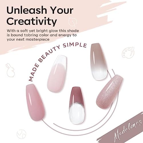 Modelones Polygel Pailleté Rose Nudee 6 Couleurs 15 ml Poly gel pour Ongles Faux Ongles Extension Construction Vernis Semi Permanent Quick Building Extender Gel Kit pour Manucure Nail Art Debutant