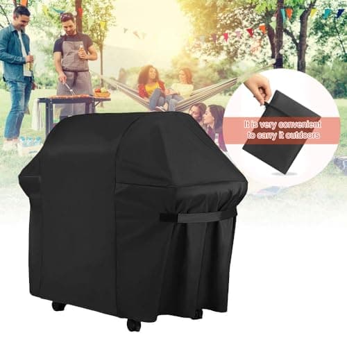 HIOQFR Housse Barbecue Camping Bâche Résistante de 210D Oxford Protection BBQ à Gaz Bâche de Protection BBQ avec Cordon Ajustable Housse Barbecue Exterieur Anti-Intempéries Coupe-Vent (145x61x117 cm)