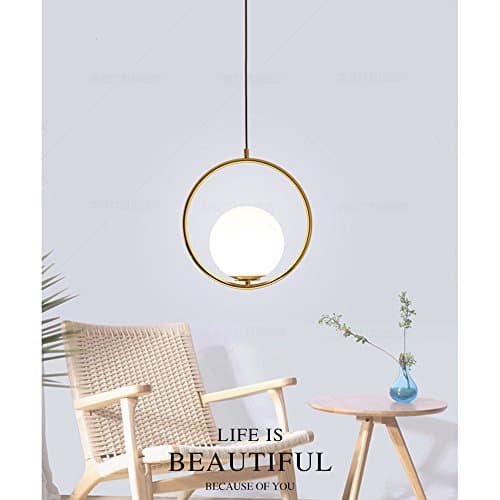 MZStech Moderne Mode Suspension Lampe Fer Verre LED Luminaire Suspension Boule Verre Vec Du Métal Doré (Or)