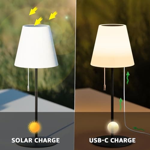 NiceBuy Lampe De Table Sans Fil Rechargeable USB LED Solaire Exterieur Jardin 8 Couleurs à TéLéCommande IP44 Impermeabile Pour Camping Restaurant Interieur ExtéRieur(Noir)