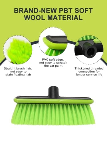 151cm PBT 180° Brosse Lavage Voiture Rotative Manche Long La Nouvelle TêTe Brosse N’Est Pas Facile à Produire Cheveux Flottants pour Balayage Neige SUV Truck RV Caravan Nettoyage IntéRieur ExtéRieur