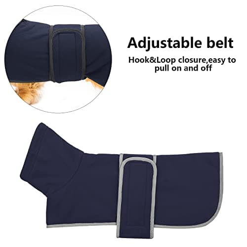 Manteau pour teckel - Manteau en polaire pour chien - En hiver - Avec fermeture Velcro et bordure réfléchissante haute visibilité - Bleu marine - XS