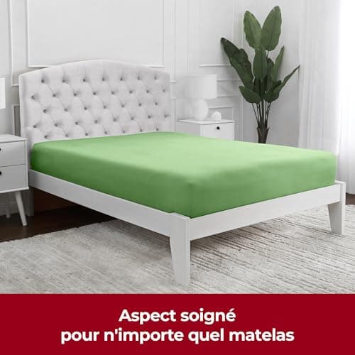 Mellanni Drap Housse 180x200 Bonnet 40 Cm - Doux, Résistant, Anti-Plis, Élastique Tout Autour - (180x200 cm, Pistache)