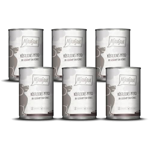 MjAMjAM - Nourriture Humide Premium pour Chiens - délicieux Cheval avec Citrouille Cuite à la Vapeur, Pack de 6 (6 x 400g), sans céréales avec Un supplément de Viande