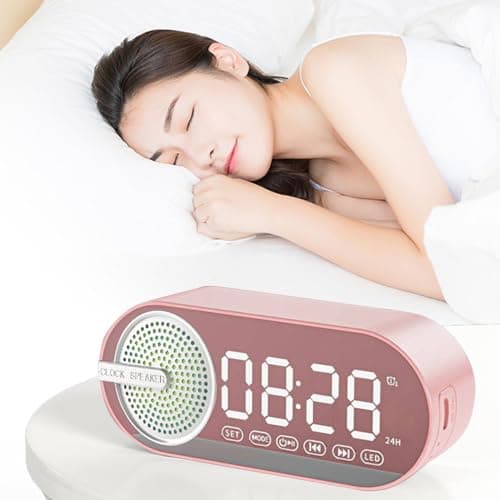 Smileshiney Réveil numérique avec Haut-Parleur | Petit réveil pour Gros dormeu avec Haut-Parleur - Machine sonore réveil sans Fil Vintage Petit Haut-Parleur pour Camping, Voyage, extérieur