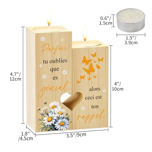 Funnli Cadeau Femme, Cœur Candélabre Cadeau Anniversaire Femme, Cadeau pour Femme Original, Idée Cadeau Femme Noel, Inspirant Cadeau pour Meilleure Amie, Maman, Fille, Soeur